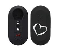 SALPIE Coque Protection e Voiture Porte-clés Accessoires Pièces de Rechange Coque Coque Coque Télécommande Voiture 3 Touches Compatible avec Fiat - Lancia - Coque Noire (Cœur)