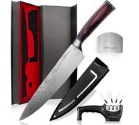 SALQINOS Set de couteaux de cuisine universel - Couteau de chef - Set de couteaux de qualité supérieure - Couteau en acier inoxydable avec grain chic