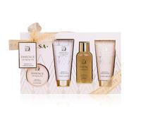 Salsa ESSENCE OF BEAUTY Coffret cadeau de douche pour femme dans une boîte cadeau avec gel douche, lotion pour le corps, crème pour les mains et boule de bain, kit de bain comme idée cadeau luxueuse