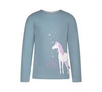 SALT AND PEPPER Langarmshirt mit Glitzerndem Einhorn Print für Mädchen T-Shirt, Vert minéral, 104-110 Fille