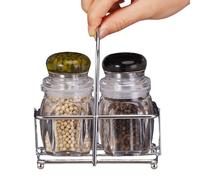 Salt And Pepper Shakers, Clear Shaker Set - Glass Storage Container Jars With Stand | Practical Kitchen Accessories For Home Cooking Dining Picnic Camping Outdoor Use