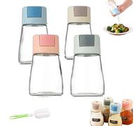 Salt and Pepper Shakers Precise Quantitative Push Type,cooking salt dispenser,0.5g Metering Salt Shaker, Push Type Salt Shaker Dispenser,Seal Salt Tank for Sugar,Pepper and Other Spices (4PCS)