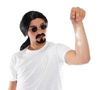 Salt Bae Ensemble d'accessoires - Perruque noire, lunettes hippie noires et bouc adhésif - Parfait pour tout événement déguisé