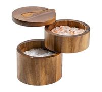 Salt Boîte - Salt Cellar Bowl | Récipient d'épices de cuisine | Pot d'épices au poivre | Conteneur de salinité de mer à la cuillère intégrée | Boîte à poivron saline à double couche élégante | Cuisine