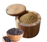 Salt Box Storage Set, Magnetic Wooden Kitchen Container, Countertop Seasoning Holder Jar, Sugar Pepper Flavor Organizer, Cooking Meal Prep Home Farmhouse Use Accessory