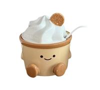 Salt Cellar - Cartoon Cute Ceramic Jar With Lid And Spoon | Funny Salt Container For Kitchen Home Picnic Tabletop Baking Dining Cooking Household Outdoor | Camping Bar Coffee Station