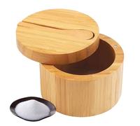 Salt Cellar With Lid 3,54 x 3,54 x 2,76 pouces | Household Salt Bowls Seasoning Jar - Wooden Storage Box For Storing Pepper,