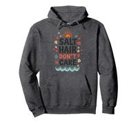 Salt Hair Don't Care Beach Vibes Summer Fun Sweat à Capuche, Unisexe pour Adultes, Chiné Foncé, XXL