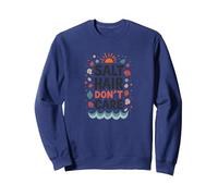 Salt Hair Don't Care Beach Vibes Summer Fun Sweatshirt, Unisexe pour Adultes, Bleu Marine, L