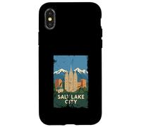 Salt Lake City Skyline Rocky Mountains Utah Vintage Voyage Coque pour iPhone X/XS