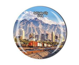 Salt Lake City Utah Aimant de réfrigérateur Motif drapeau américain