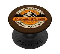 Salt Lake City Utah USA Style Vieilli Adventure Design PopSockets PopGrip Adhésif