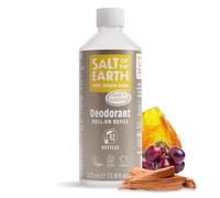 Natural Deodorant Roll On Refill by Salt of the Earth, Amber & Sandalwood - Vegan, Long Lasting Protection, Leaping Bunny Approved, Made in the UK - 525ml