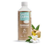 Natural Deodorant Roll On Refill by Salt of the Earth, Ginger & Jasmine - Vegan, Long Lasting Protection, Leaping Bunny Approved, Made in the UK - 525ml