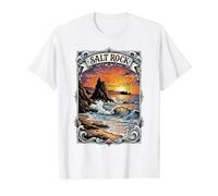 Salt Rock Durban Ocean Sunset Scène côtière Vintage T-Shirt Graphique avec Valeur, Homme, Blanc, XL
