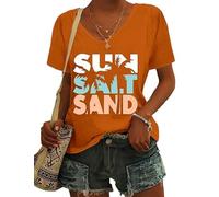 Salt Salt Sand Shirt Casual V Cou Cou à Manches Courtes à Manches Courtes pour Femmes (Orange s) (s Orange)