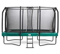 Salta First Class - Rectangulaire - 244 x 427 cm - Bord de protection vert - Système complet avec filet de sécurité et échelle de qualité supérieure - Le trampoline avec l'équipement de sécurité et la