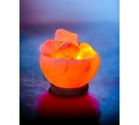Saltbay Lampe de sel Himalaya Bol de feu avec morceaux Taille L avec variateur de lumière
