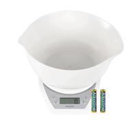 Salter 1024 WHDR14 Balance de Cuisine Électronique avec Bol 2 Litres, Pèse Aliments, Affichage Facile à Lire, Métrique & Impériale, Mesures Liquides, Capacité Max. 5KG, Blanc Taille Unique