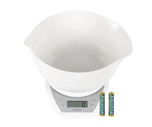 Salter 1024 WHDR14 Balance de Cuisine Électronique avec Bol 2 Litres, Pèse Aliments, Affichage Facile à Lire, Métrique & Impériale, Mesures Liquides, Capacité Max. 5KG, Blanc Taille Unique