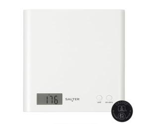 Salter 1066 WHDR15 Arc Balance de Cuisine Numérique, Pèse Aliment Électronique, Affichage Facile à Lire, Fonction Tare, Design Compact, Capacité Max. 3KG, Facile à Nettoyer, Blanc