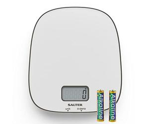 Salter 1110 SVDR Contour Balance cuisine électronique, capacité de 10 kg, mesure les liquides, fonctionnalités ajouter, peser et zéro, grand écran de lecture facile, piles incluses, design élégant