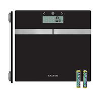 Salter 9198AR BK3R Pèse Personne Numérique, Verre trempé plate-forme, Ultra-fin Balance Impédancemètre Analyseur, Écran LCD Facile Lire, Mesure Poids, Masse Hydrique et IMC, Mémoire 8 Utilisateur