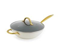 Salter Aerotech Pro Wok 28 cm - Revêtement antiadhésif 30 fois plus résistant*, compatible four, couvercle en verre, adapté à l’induction, compatible avec les ustensiles métalliques, aluminium forgé
