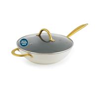 Salter Aerotech Wok professionnel 28 cm, antiadhésif, induction | Corps en aluminium forgé, passe au four, couvercle en verre trempé, évent vapeur, ustensiles métal, revêtement sans PFAS