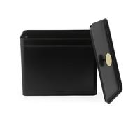 Salter Alchemy Boîte à Pain avec Couvercle - Boîte à Pain en Acier au Carbone Revêtu de Poudre Grande Taille, 33 x 18 x 25.5cm, Fraîcheur Durable, Pour Pains, Bagels, Viennoiseries, Poignées Noires/Or