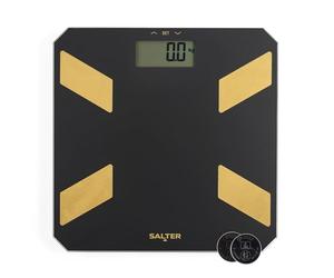 Salter Analyseur de verre - Balance numérique électronique de poids corporel, poids de la graisse corporelle et de l'eau, 180 kg/28st 1,4 kg, écran LCD facile à lire, mémoire de 9 utilisateurs