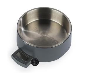 Salter Balance Alimentaire Numérique pour Animaux - Bol Intéligent pour Chiens, Fonction de Tare, Mesure les Liquides, Affichage LCD Retractable, Capacité 5 kg, Bol en Acier Inoxydable, Gris