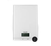 Salter Balance de Cuisine Digitale en Verre - Électronique, Fonction Tare Ajouter & Peser, Affichage LCD, Mesure les Liquides, Capacité 5 kg, Facile à Nettoyer, Cuisine, Aliments/Pâtisserie, Blanc