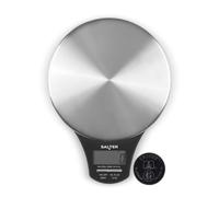 Salter Balance de cuisine electronique digitale ronde en acier inoxydable - Pesez les aliments avec précision jusqu'à 5 kg, liquides en ml et en fl. Oz. - Garantie 15 ans
