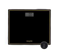 Salter Balance de Salle de Bain Compacte - Pèse-personne Numérique, 150kg/23st 8lb, Affichage LCD Facile à Lire, Mesures Précises Instantanées au Contact, Design Mince, Pile Incluse, Noir/Or