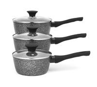 Salter BW05751S Megastone Ensemble Lot de 3 Casseroles Antiadhésive, 16/18/20 cm, Aluminium Forgé, Avec Couvercles, Sans PFOA, Compatible Plaques à Induction, Lave-Vaisselle et Ustensiles Métalliques