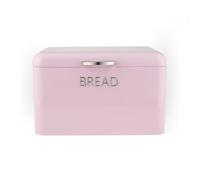 Salter Boîte à pain rétro rose - Boîte de rangement style vintage pour pâtisseries, petits pains, bagels, acier, lettrage en relief, grand conteneur pour aliments secs, facile à nettoyer