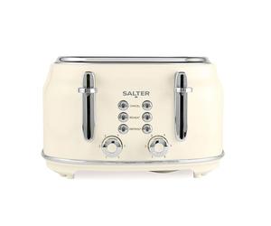 Salter Bouilloire Rétro 1,7 L Sans Fil, Ébullition Rapide 3KW, Base Rotative à 360°, Avec Filtre Anti-Calcaire Amovible, Jauge de Niveau d'Eau, Indicateur Lumineux Bleu, Crème