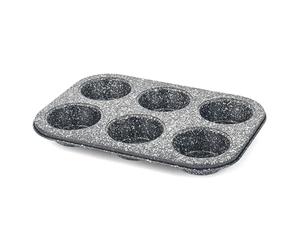 Salter BW07035BRMFOB Megastone Carbon Steel 6 Cup Muffin Pan, Baking Tray, Cake Tin, Non-Stick Coating, PFOA-Free, Oven Safe, Long-Lasting Bakeware, Strong & Durable