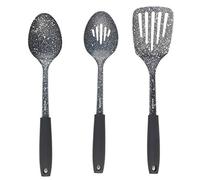 Salter BW08044 Megastone 3 Pièces Ustensiles de Cuisine en Acier Inoxydable, Revêtement Antiadhésif, Spatule, Cuillères à Fentes et à Sauce, Poignées Ergonomique au Toucher Doux