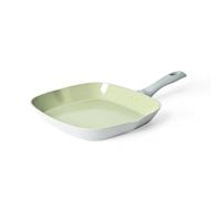 Salter BW09287 Earth 28 cm Poêle à griller carrée - Revêtement céramique sain antiadhésif, sans PFAS, compatible avec les plaques à induction, batterie de cuisine en aluminium forgé, facile à nettoyer