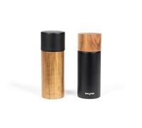 Salter BW12068EU7 ensemble de moulin à sel et à poivre de Toronto - broyeurs d'assaisonnement en bois d'acacia pour de poivre entiers, mécanisme en céramique, moulins à épices, noir