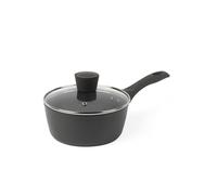 Salter Casserole Antiadhésive 18 cm avec Couvercle Verre Trempé - Design Cosmos Unique, Revêtement Durable Sans PFOA, Compatible Induction, Facile à Nettoyer, Poignée Ergonomique, Gris/Noir