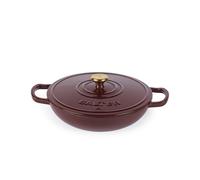 Salter Chester cocotte basse en fonte 2,8 L - Compatible induction, four jusqu’à 240 °C, 30 cm, excellente rétention de chaleur, sans PFAS, revêtement émaillé, rouge