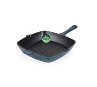 Salter Chester Poêle-gril en fonte 26 cm, verte | Surface rainurée, canaux d'évacuation des graisses, induction, four jusqu'à 240 °C, revêtement sans PFAS