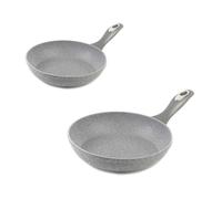 Salter COMBO-6448 Ensemble de poêles à frire antiadhésives de 20 cm et 28 cm, pour une cuisson plus saine avec peu ou pas d'huile, compatible avec l'induction, aluminium forgé durable, marbre, gris