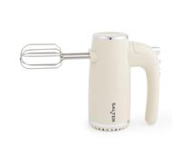Salter Cream Retro Hand Mixer - UK PLUGGED Electric Whisk, 5 Speeds + Turbo, XL Chrome Beater & Dough Hook Accessories, Baking Mixer, For Pizza Dough, Meringue,