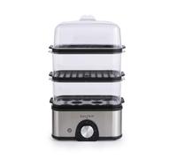 Salter Cuiseur vapeur compact, 3 niveaux, 3 L, 500 W | 3 paniers vapeur empilables, support à œufs 8 places, minuterie 60 min, format compact, légumes, poisson, viande, œufs