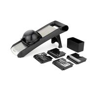 Salter Expert Chef’s Mandoline - 4 lames interchangeables, en acier inoxydable, 35x12x8.3cm, cadran facile à utiliser, épaisseur réglable, râpe/tranche/julienne, pliable, protège-doigts, noir