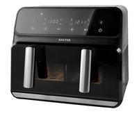 Salter Fuzion EK5728 Friteuse à air double - Séparateur de cuisson antiadhésif XL, capacité de 8 L, écran tactile numérique, 8 réglages prédéfinis avec fonction
